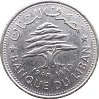 Монета Ливан 50 пиастр 1968