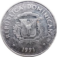 Монета Доминиканская республика 25 сентаво 1991
