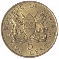 Кения 5 центов 1987