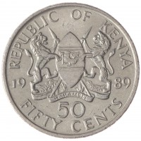 Кения 50 центов 1989
