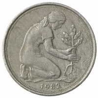 Монета Германия 50 пфеннигов 1982