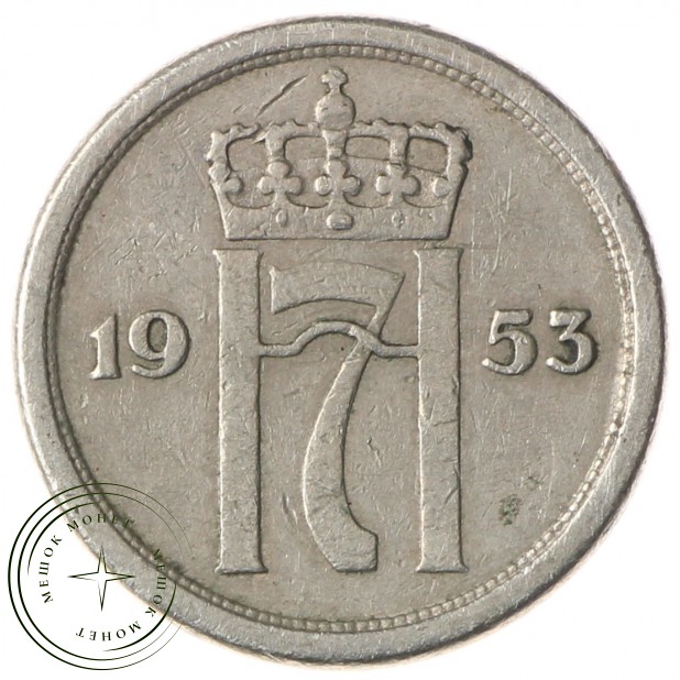 Норвегия 25 эре 1953