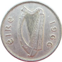 Монета Ирландия 6 пенсов 1966