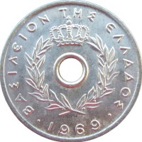Монета Греция 10 лепт 1969
