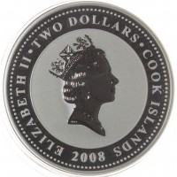 Монета Острова Кука 2 доллара 2008 Дюймовочка