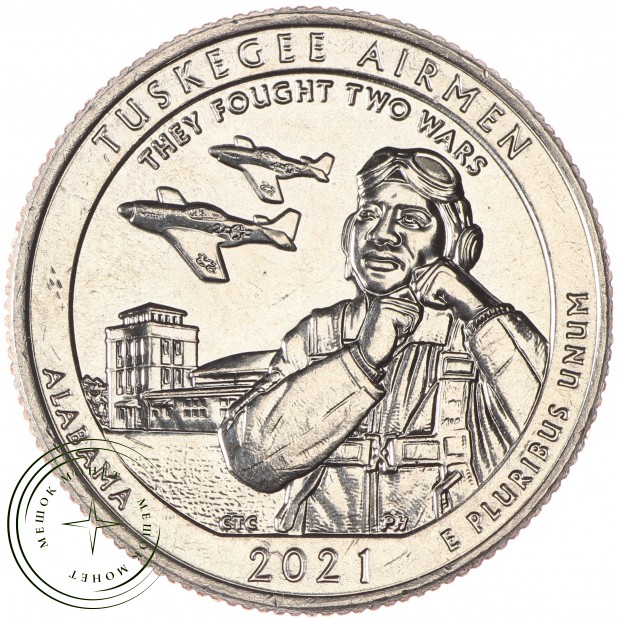 США 25 центов 2021 Национальный памятник авиаторам Таскиги