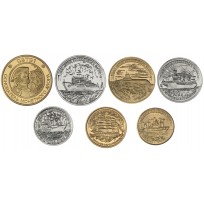 Набор из 6-ти копий монет и жетона 300 лет Российскому флоту 