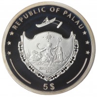 Монета Палау 5 долларов 2007 Наутилус