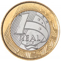 Монета Бразилия 1 реал 2015 Параканоэ XXXI летняя Олимпиада в Рио-де-Жанейро 2016