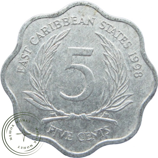 Восточные карибы 5 центов 1998