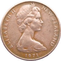 Монета Новая Зеландия 2 цента 1971