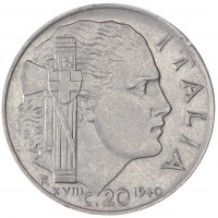 Монета Италия 20 чентезимо 1940