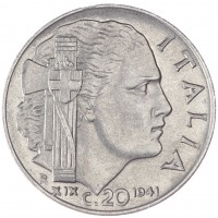 Монета Италия 20 чентезимо 1941