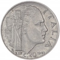 Монета Италия 20 чентезимо 1941