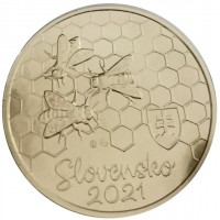 Монета Словакия 5 евро 2021 Медоносная пчела