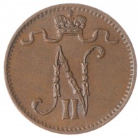 Монета Финляндия 1 пенни 1909