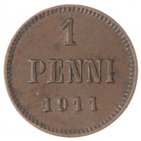 Монета Финляндия 1 пенни 1911