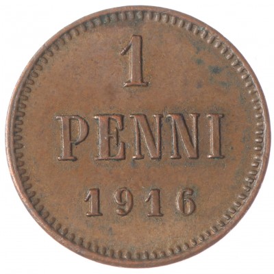 Монета Финляндия 1 пенни 1916