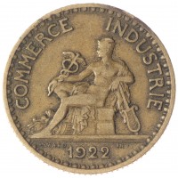 Монета Франция 1 франк 1922