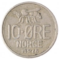 Норвегия 10 эре 1968