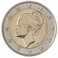 Монета Монако 2 евро 2007 Грейс Келли