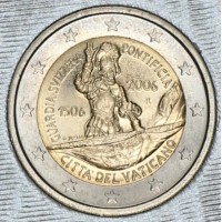 Монета Ватикан 2 евро 2006 500 лет папской швейцарской гвардии (буклет)