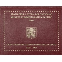 Монета Ватикан 2 евро 2004 75 лет образования Государства Ватикан (буклет)