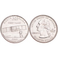 Монета США 25 центов 2001 Северная Каролина