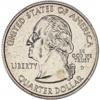 Монета США 25 центов 2001 Северная Каролина