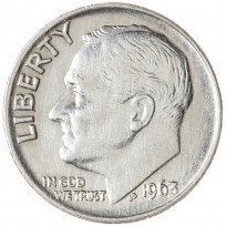 Монета США 10 центов 1963