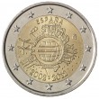 Испания 2 евро 2012 10 лет наличному обращению евро