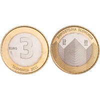 Монета Словения 3 евро 2011 20 лет независимости