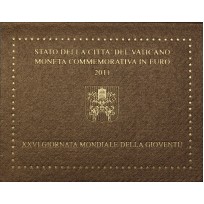 Монета Ватикан 2 евро 2011 XXVI День молодежи в Мадриде (буклет)