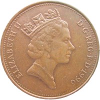 Монета Великобритания 2 пенса 1996