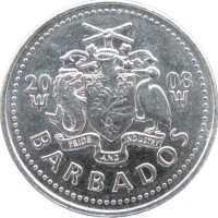 Монета Барбадос 25 центов 2008