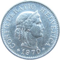 Монета Швейцария 5 раппенов 1970