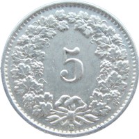 Монета Швейцария 5 раппенов 1949