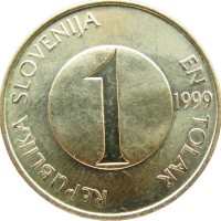 Монета Словения 1 толар 1999