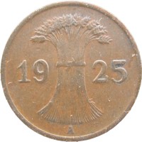 Монета Германия 1 рейхспфенниг 1925