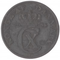 Монета Дания 5 эре 1943