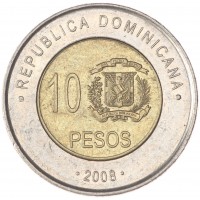 Доминиканская республика 10 песо 2008