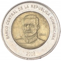 Монета Доминикана 10 песо 2008