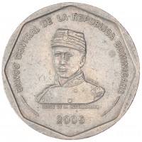 Монета Доминиканская республика 25 песо 2005