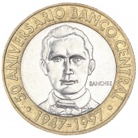 Монета Доминикана 5 песо 1997