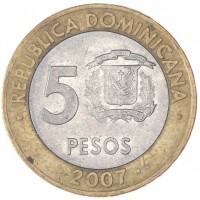 Доминиканская республика 5 песо 2007