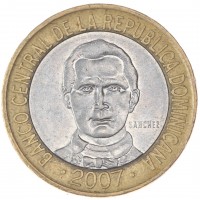Монета Доминикана 5 песо 2007