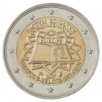 Монета Бельгия 2 евро 2007 Римский договор