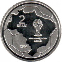 Монета Бразилия 2 реала 2014 Чемпионат мира по футболу набор 6 штук
