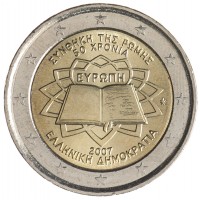 Монета Греция 2 евро 2007 Римский договор