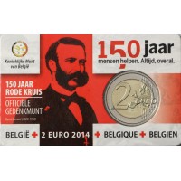Монета Бельгия 2 евро 2014 Красный Крест (буклет)